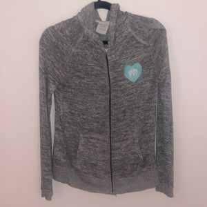 Light gray ivory ella zip-up hoodie with pockets